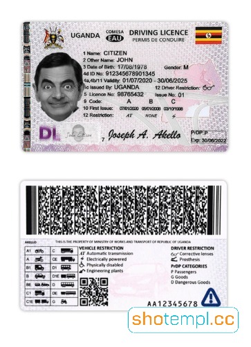 Uganda Driver License PSD Template